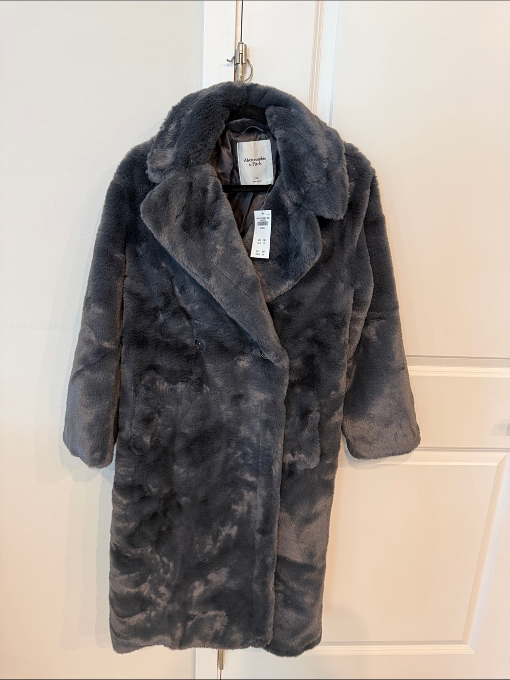 Abercrombie & Fitch Women's Faux Fur Teddy Coat - Charcoal